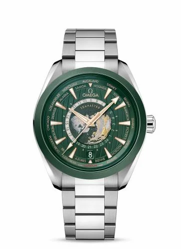 Omega Seamaster Aqua Terra 150M Master Chronometer 43 Worldtimer Stainless Steel - Ceramic / Green / Bracelet 220.30.43.22.10.001 (22030432210001)